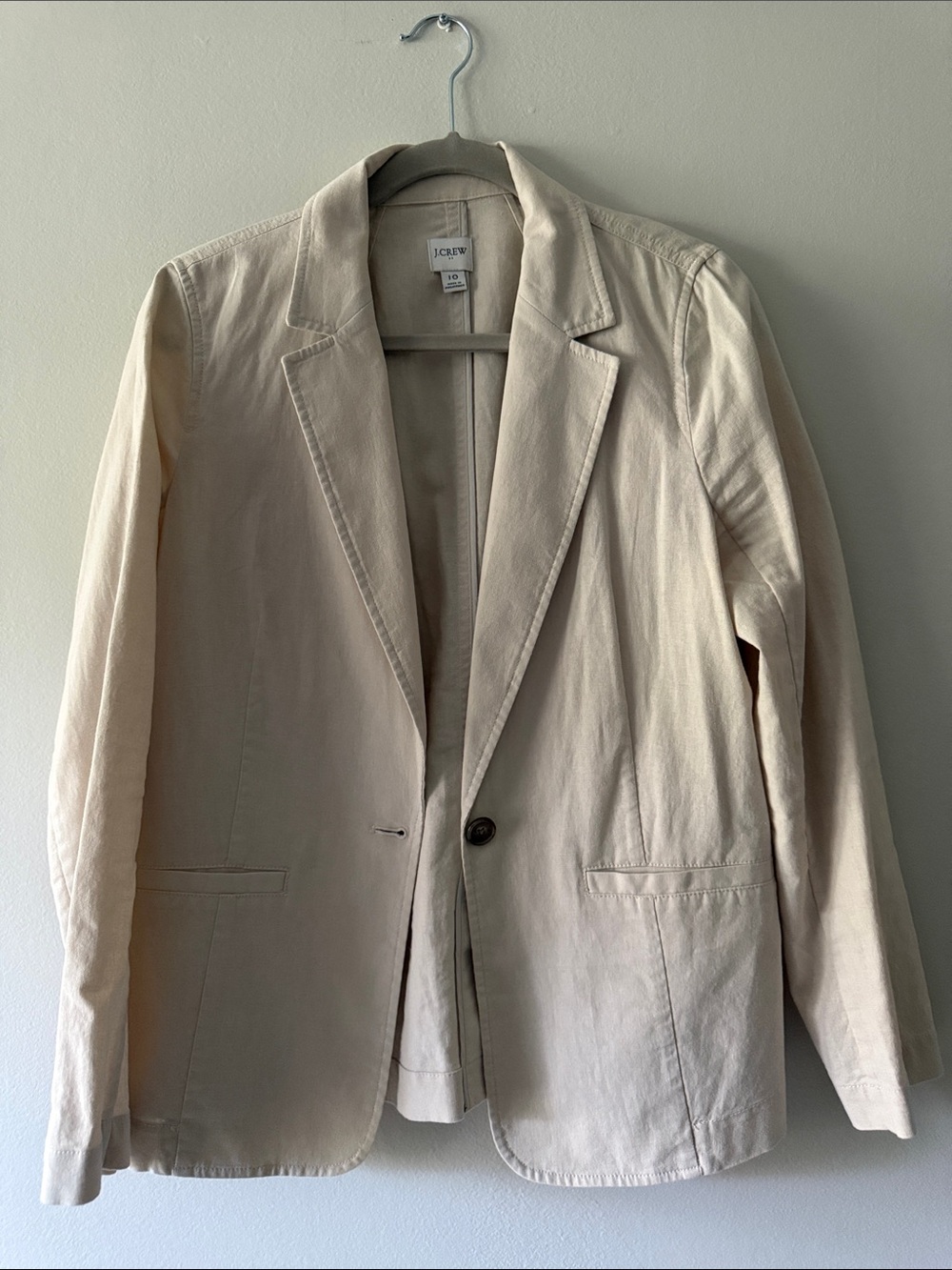 J. Crew Cream Cotton Single-Button Blazer